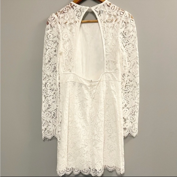 Lulu's White Lace Long Sleeved Open Back Dress - small - Picture 2 of 6